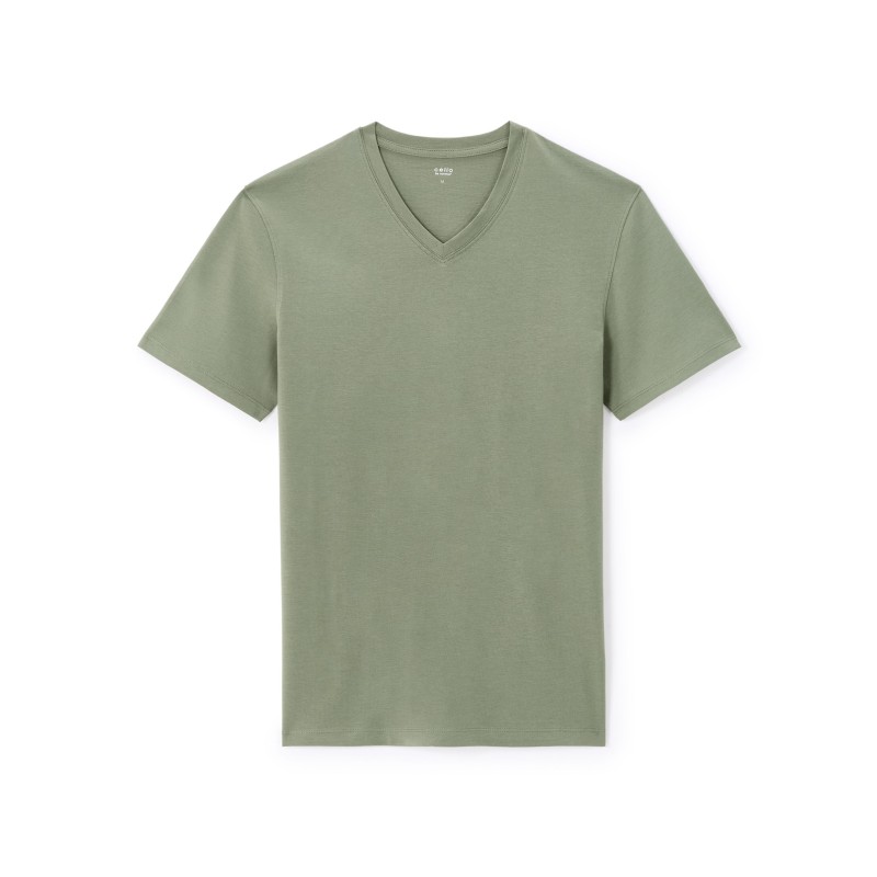 T-shirt regular col V 100% coton